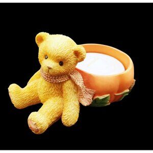 Pumpkin Tea Light Candle Holder Cherished Teddies Vintage 470333 Fall 1998
